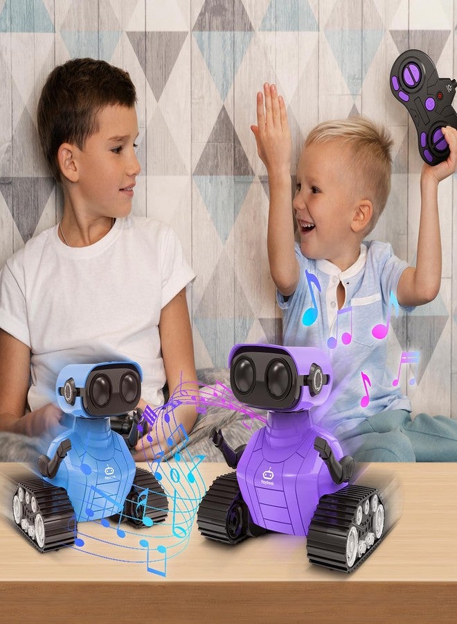 Playsheek Rechargeable Emo Robot with Auto-Demonstration - Remote Control Smart Robot Toy Gift for Kids Age 3+ - Purple - Image 4